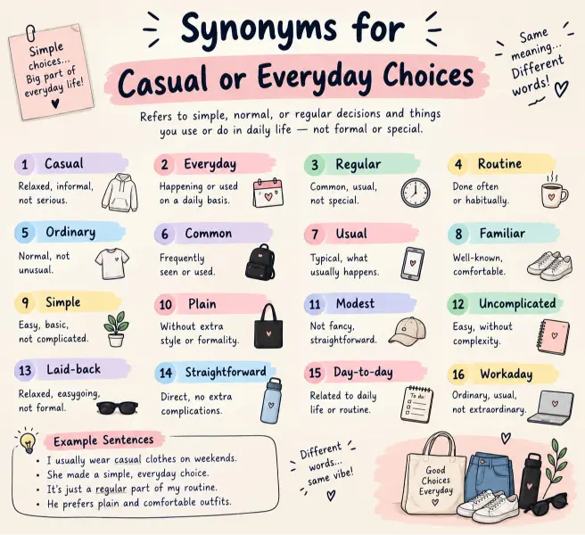 Synonyms for Casual or everyday choices